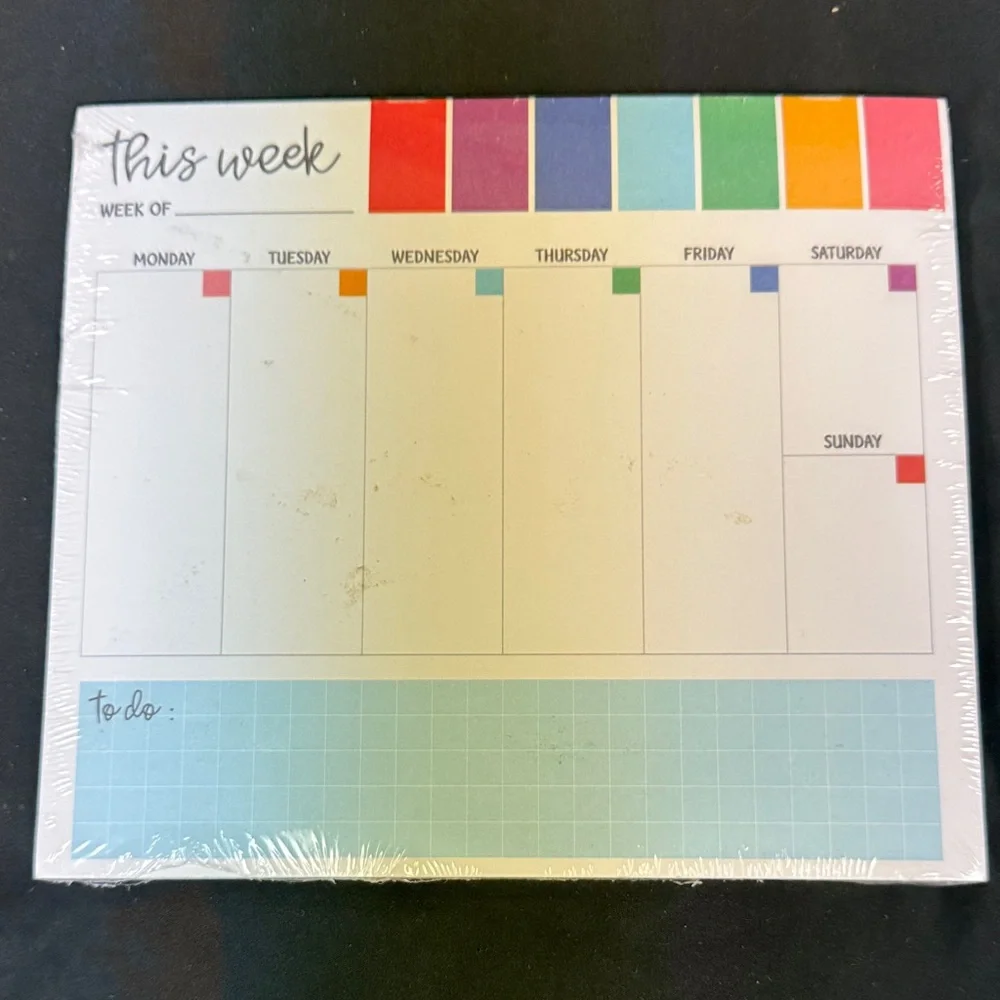 Colorful Home Office Planner Stickers Weekly to do notepad pad is 8.75x7.75 too